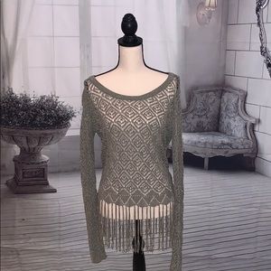 Olive Green Crochet finge sweater